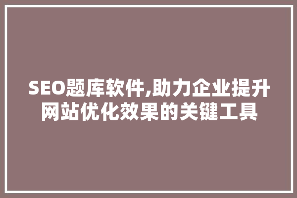 SEO题库软件,助力企业提升网站优化效果的关键工具 计算机