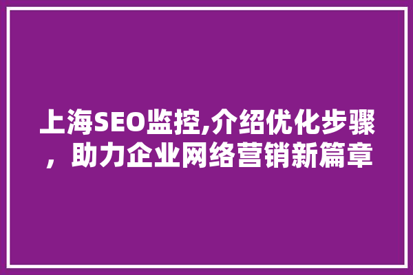 上海SEO监控,介绍优化步骤，助力企业网络营销新篇章 AI快讯