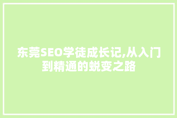东莞SEO学徒成长记,从入门到精通的蜕变之路 智能问答