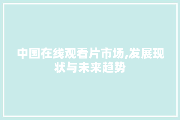 中国在线观看片市场,发展现状与未来趋势