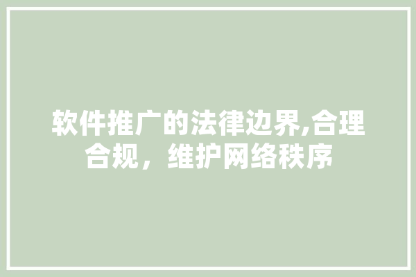 软件推广的法律边界,合理合规，维护网络秩序 云服务