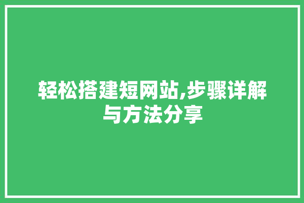 轻松搭建短网站,步骤详解与方法分享 智能助手