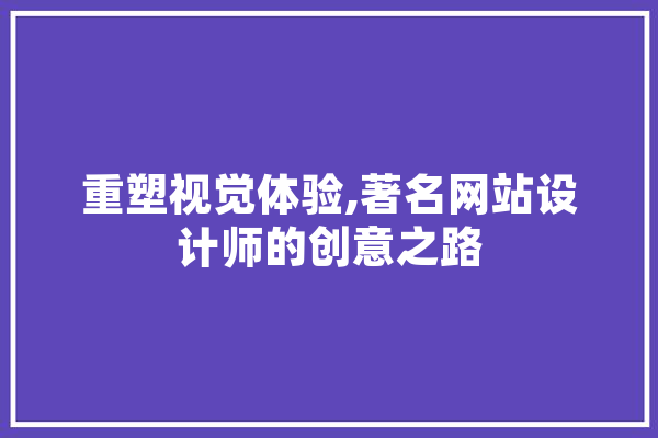 重塑视觉体验,著名网站设计师的创意之路 智能助手