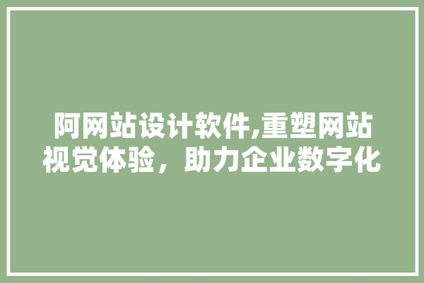 阿网站设计软件,重塑网站视觉体验，助力企业数字化转型 绘影字幕