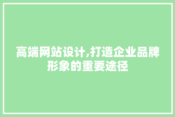 高端网站设计,打造企业品牌形象的重要途径