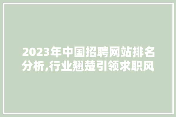 2023年中国招聘网站排名分析,行业翘楚引领求职风向标