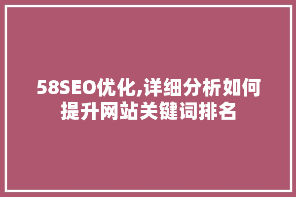 58SEO优化,详细分析如何提升网站关键词排名 AI快讯