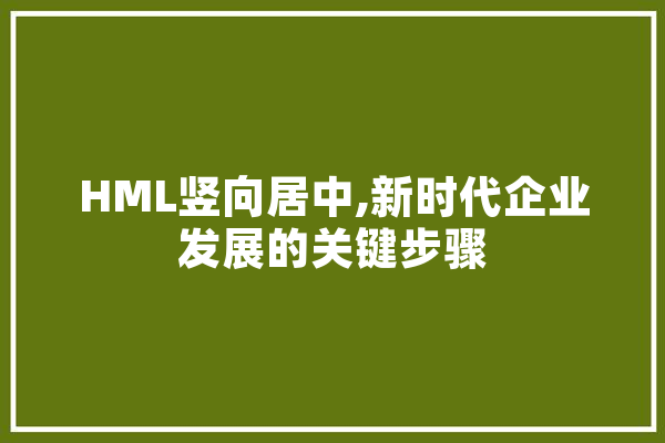 HML竖向居中,新时代企业发展的关键步骤 AI简讯