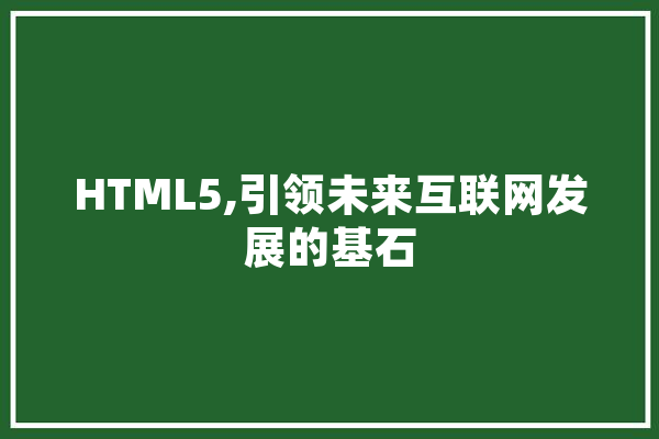 HTML5,引领未来互联网发展的基石
