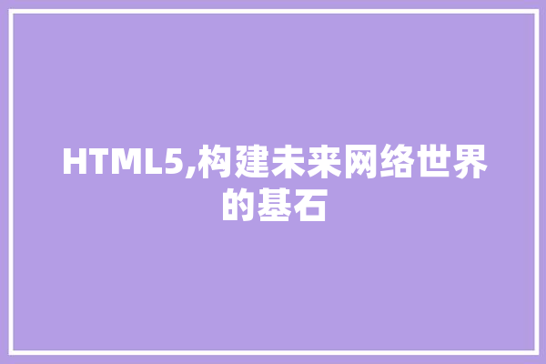 HTML5,构建未来网络世界的基石