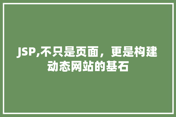 JSP,不只是页面，更是构建动态网站的基石 科技快讯