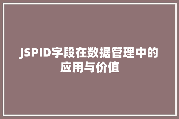 JSPID字段在数据管理中的应用与价值