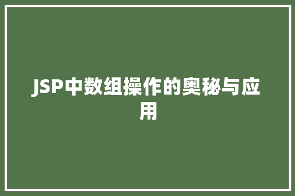 JSP中数组操作的奥秘与应用
