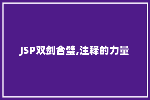 JSP双剑合璧,注释的力量