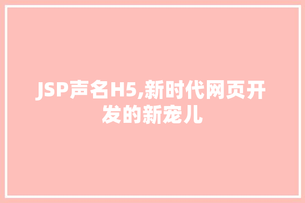 JSP声名H5,新时代网页开发的新宠儿 绘影字幕
