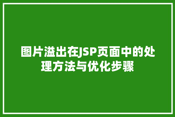 图片溢出在JSP页面中的处理方法与优化步骤