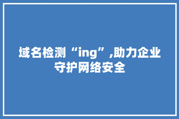 域名检测“ing”,助力企业守护网络安全 文字写作