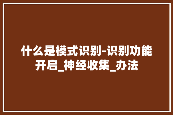 什么是模式识别-识别功能开启_神经收集_办法