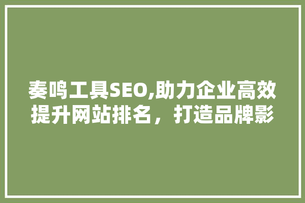 奏鸣工具SEO,助力企业高效提升网站排名，打造品牌影响力 智能助手
