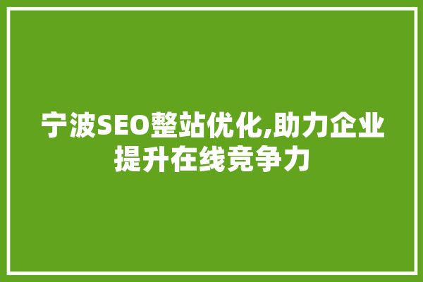宁波SEO整站优化,助力企业提升在线竞争力 AI简讯