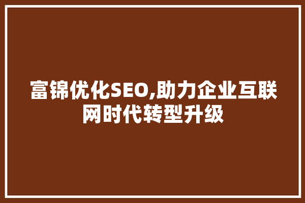 富锦优化SEO,助力企业互联网时代转型升级 云服务