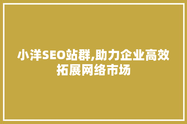 小洋SEO站群,助力企业高效拓展网络市场 文字写作