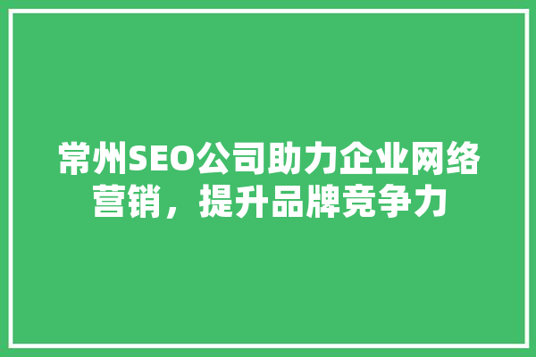 常州SEO公司助力企业网络营销，提升品牌竞争力