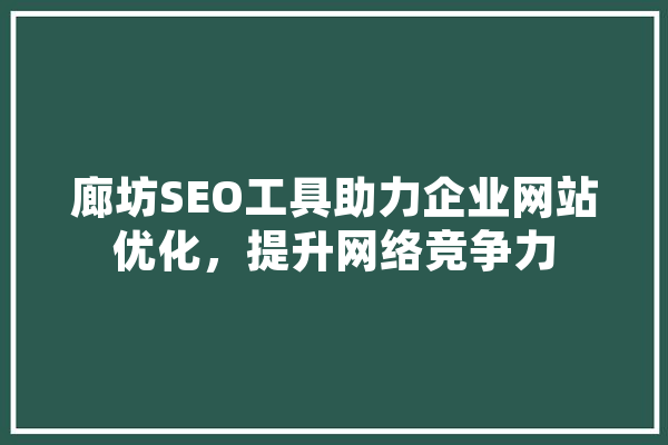 廊坊SEO工具助力企业网站优化，提升网络竞争力 云服务