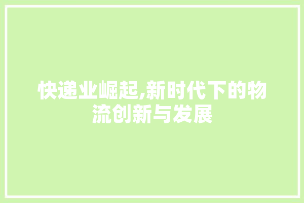 快递业崛起,新时代下的物流创新与发展