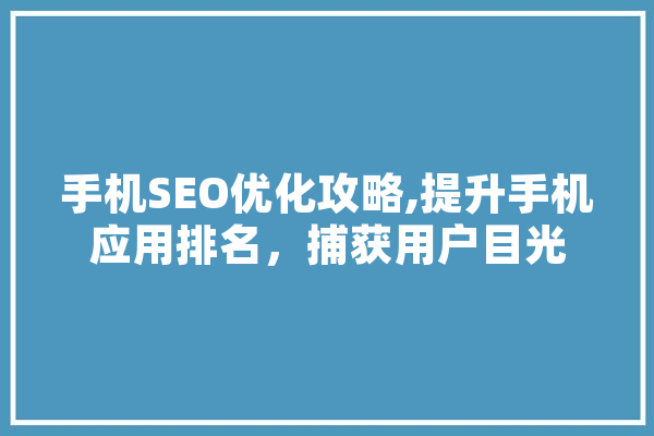 手机SEO优化攻略,提升手机应用排名，捕获用户目光 云服务