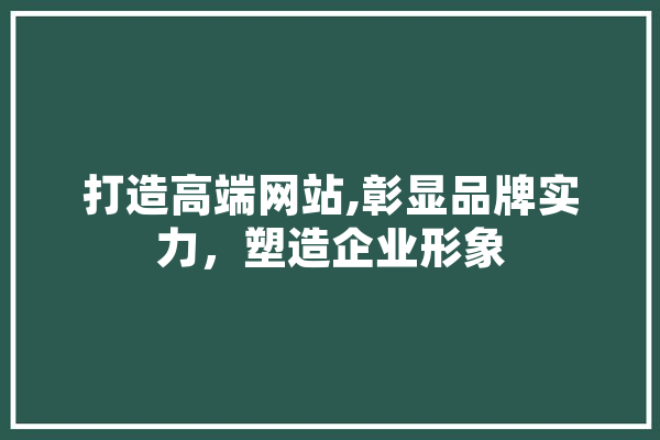 打造高端网站,彰显品牌实力，塑造企业形象