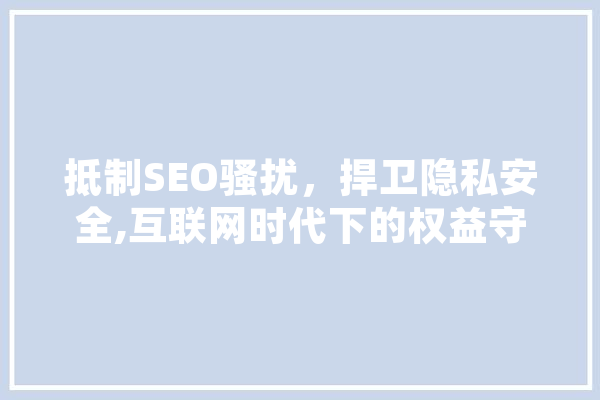 抵制SEO骚扰，捍卫隐私安全,互联网时代下的权益守护
