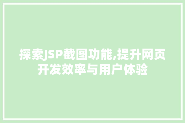 探索JSP截图功能,提升网页开发效率与用户体验