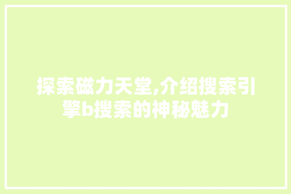 探索磁力天堂,介绍搜索引擎b搜索的神秘魅力 AI简讯