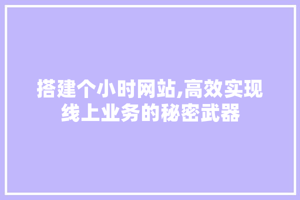搭建个小时网站,高效实现线上业务的秘密武器 AI简讯