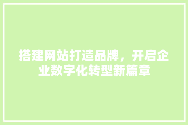 搭建网站打造品牌，开启企业数字化转型新篇章 计算机