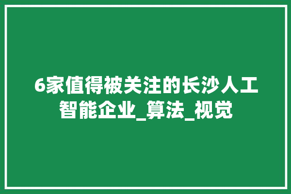 6家值得被关注的长沙人工智能企业_算法_视觉 文字写作