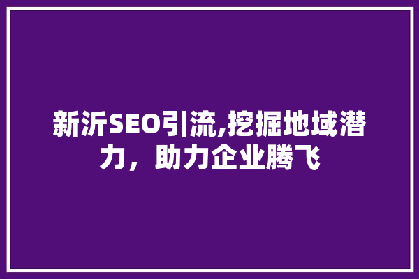 新沂SEO引流,挖掘地域潜力，助力企业腾飞 绘影字幕