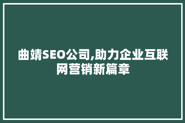 曲靖SEO公司,助力企业互联网营销新篇章 智能助手