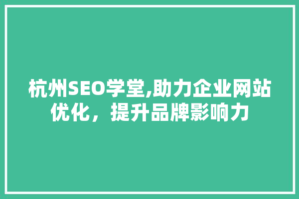 杭州SEO学堂,助力企业网站优化，提升品牌影响力 计算机