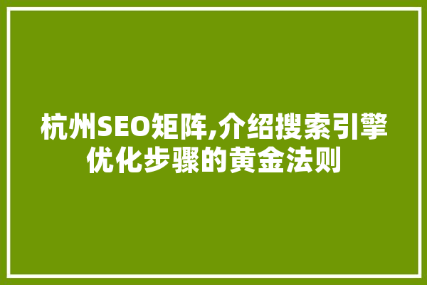 杭州SEO矩阵,介绍搜索引擎优化步骤的黄金法则 智能写作