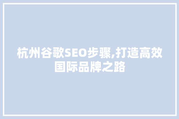 杭州谷歌SEO步骤,打造高效国际品牌之路 文字写作