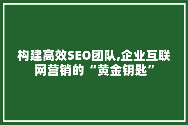 构建高效SEO团队,企业互联网营销的“黄金钥匙” 智能写作
