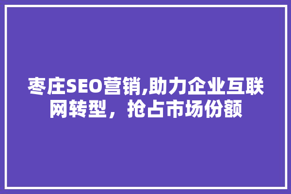 枣庄SEO营销,助力企业互联网转型，抢占市场份额