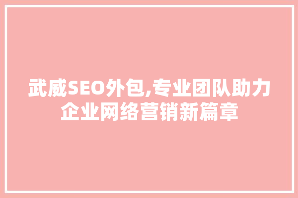 武威SEO外包,专业团队助力企业网络营销新篇章 智能问答