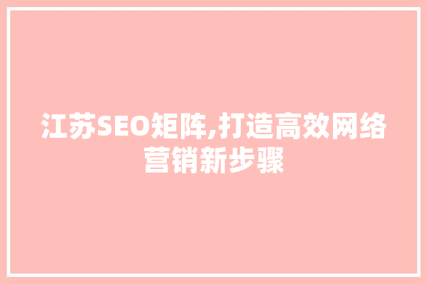 江苏SEO矩阵,打造高效网络营销新步骤