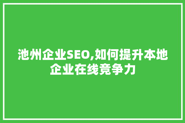 池州企业SEO,如何提升本地企业在线竞争力