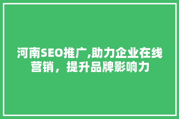 河南SEO推广,助力企业在线营销，提升品牌影响力