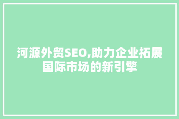 河源外贸SEO,助力企业拓展国际市场的新引擎