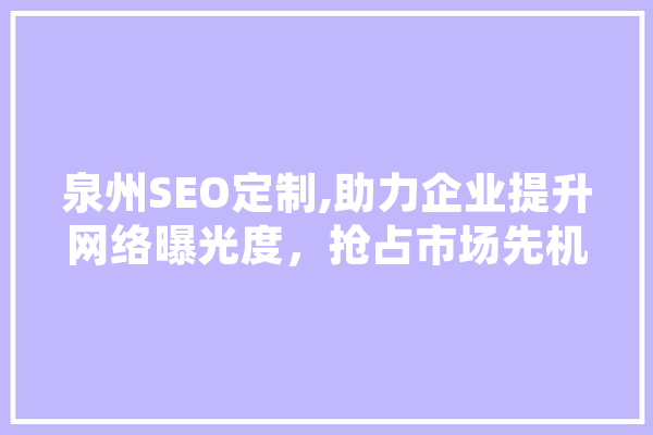 泉州SEO定制,助力企业提升网络曝光度，抢占市场先机